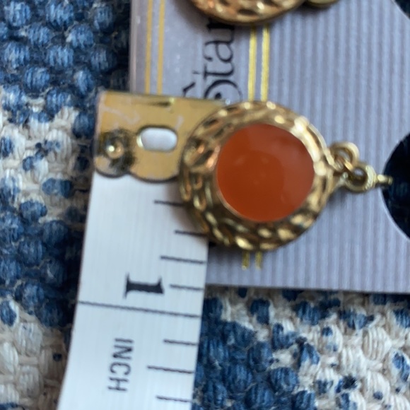 Round Orange Clip Earrings - Picture 9 of 9